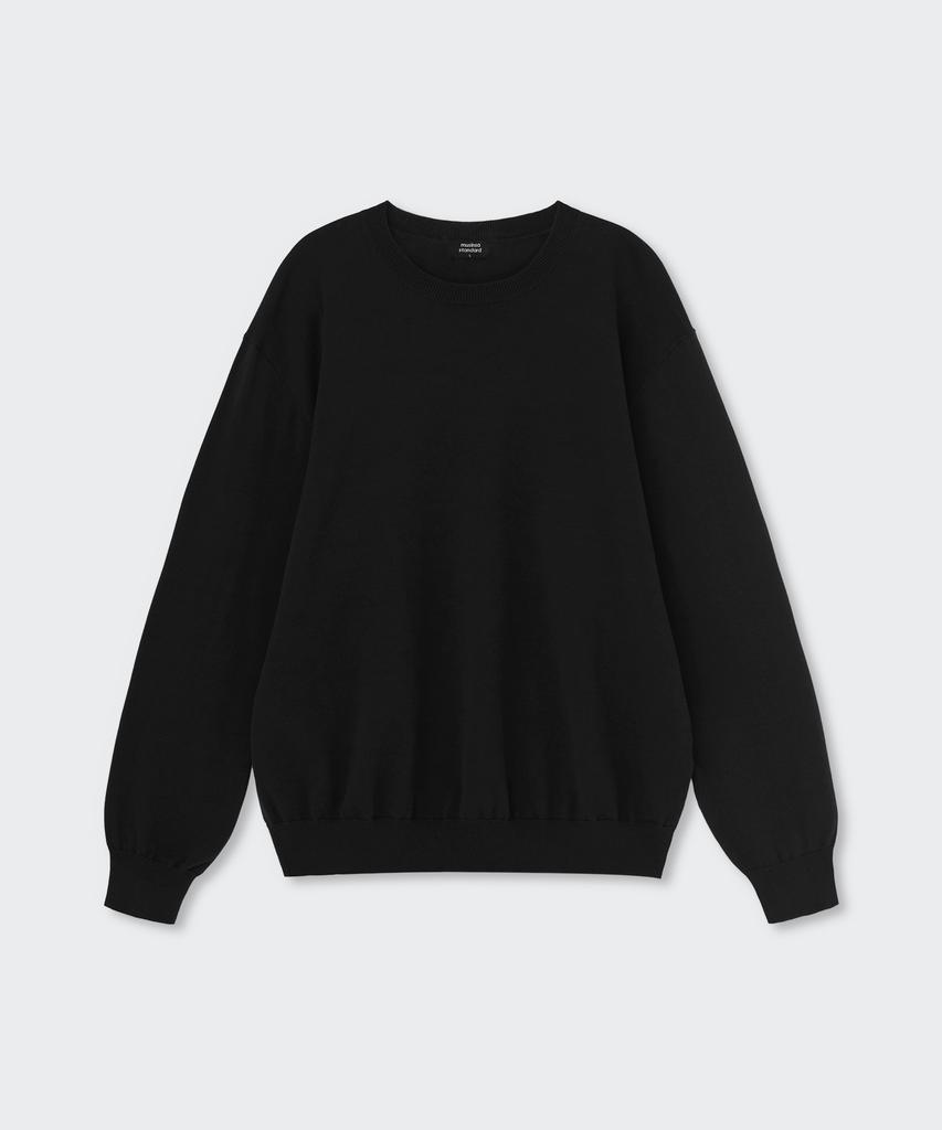 MUSINSA STANDARD Washable Supima Cotton Crew Neck Knit [Black]