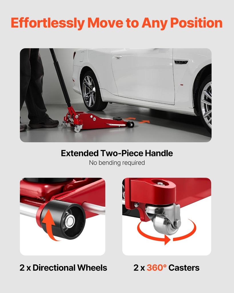 Low Profile Floor Jack, 3 Ton Capacity, Aluminum Racing Floor Jack with Dual Pistons Quick Lift Pump, Hydraulic Trolley Car Lift for Sports Cars,