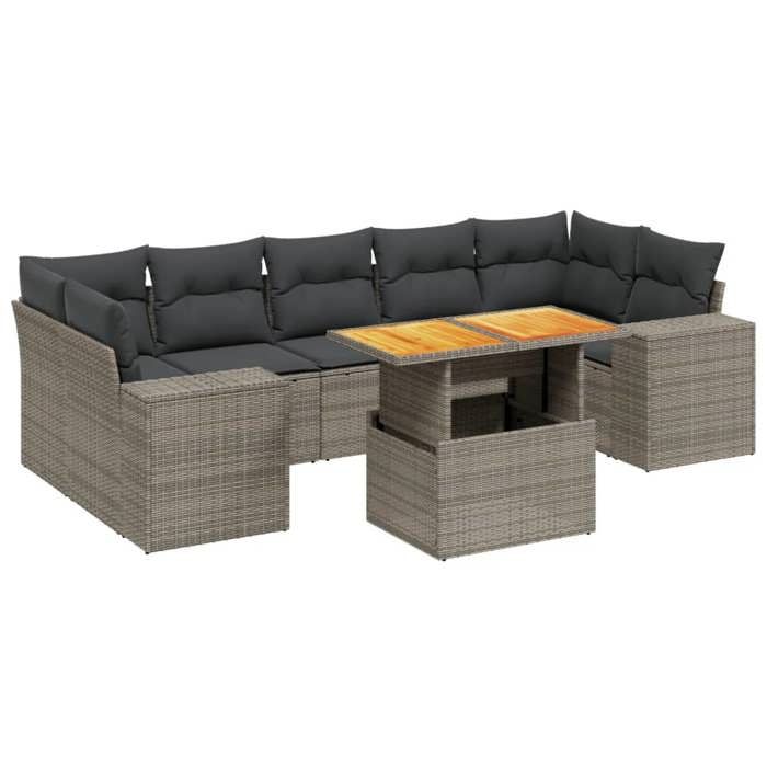 VidaXL Garden Lounge Set with Cushions 8 Pcs, Patio Sofas, Patio Furniture Set, Outdoor Furniture, Grey 3272551