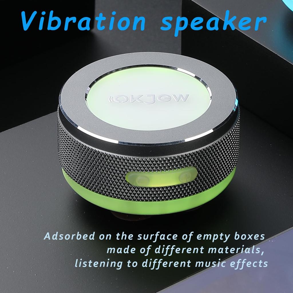 Okjew Bone Conduction Speaker Bluetooth Speaker Vibration Speaker Portable Wireless Speaker 3D Surround Sound Output Equipped with Dynamic LED Light