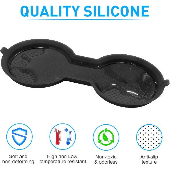 For Tesla Model 3 Accessories - Model Y -2024 2025 Cup Holder Erts Center Console Liner Coasters Mat Pad Interior Decoration 3D Silicone (Black Trim,