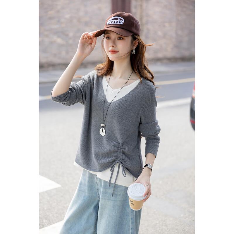 Mokana Women's Faux Two-Piece Long-Sleeve Knit Top