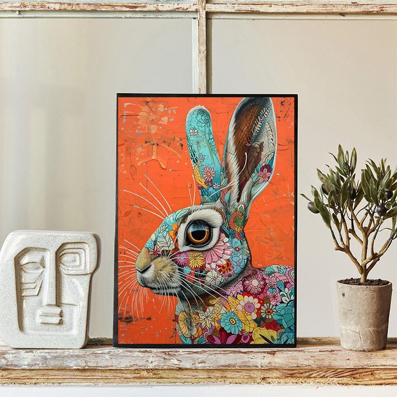 Portrait Floral Animal Portrait Panda Koala Owl Tiger Rabbit Art Posters Canvas Painting Wall Prints Picture for Room Home Decor