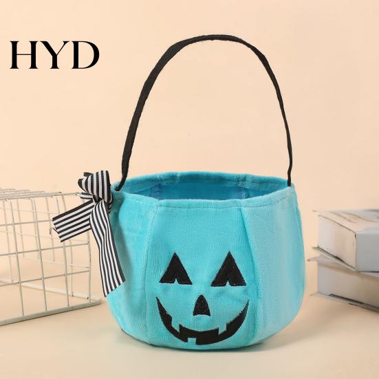 Portable Trick or Treat Bag Halloween Pumpkin Candy for Kids, Tote Kids with Handle, Reusable Snack Bucket Party Favors
