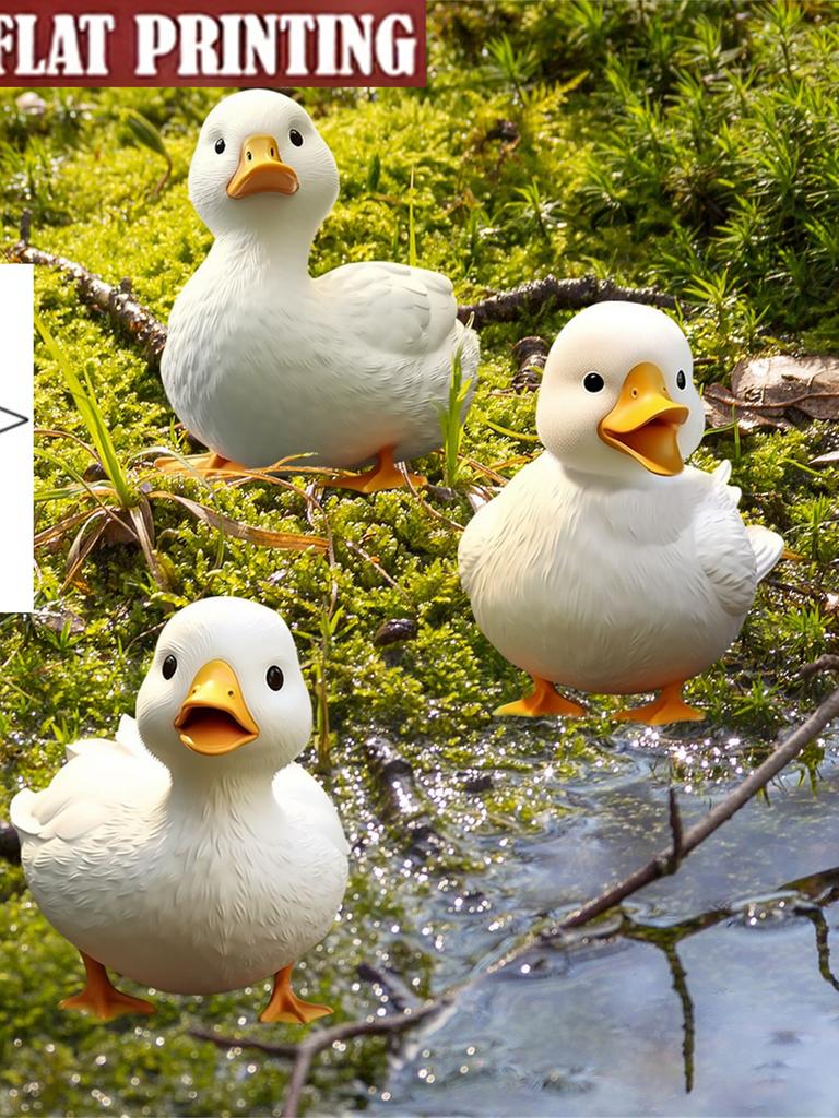 3 Cute Ducks Outdoor Garden Decorations. Suitable for Lawn Decoration, Courtyard Decoration, and Swimming Pool Edge Decoration