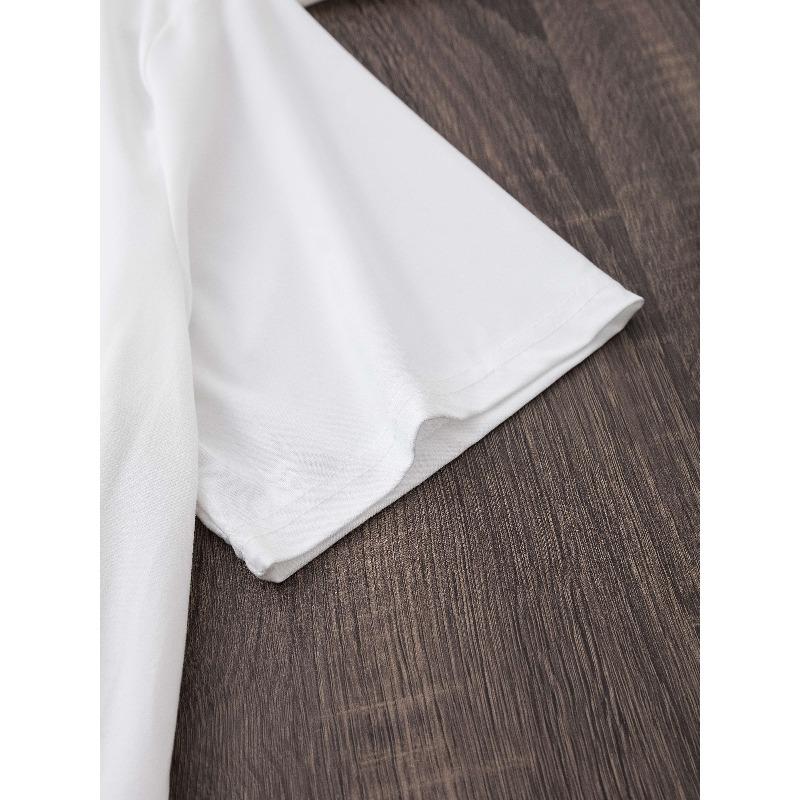 Women's Casual y Short-Sleeve T-Shirt - Breathable 100% Polyester, Relaxed Fit Round Neck, Front Letter Print, Machine Washable