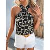 Women's Halter Neck Shirt with Leopard Print Pattern Slim Fit Casual Comfortable Fashionable and Sexy Leopard Print