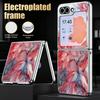 Sandstone Marble Case For Samsung Z Flip 8 7 6 5 Hybrid 3in1 Leather Skin Plating Frame Hard Folding Phone Cover For Galaxy Z Flip8 Flip7 Flip6