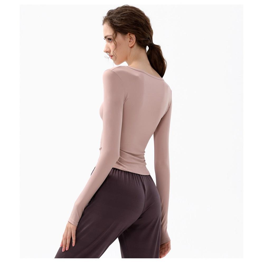 New Spring And Autumn V-neck Sport Top, Yoga Wear, Long-sleeved T-shirt, Professional Running, Quick-drying, Nude Slimming And Fitness Wear For Women