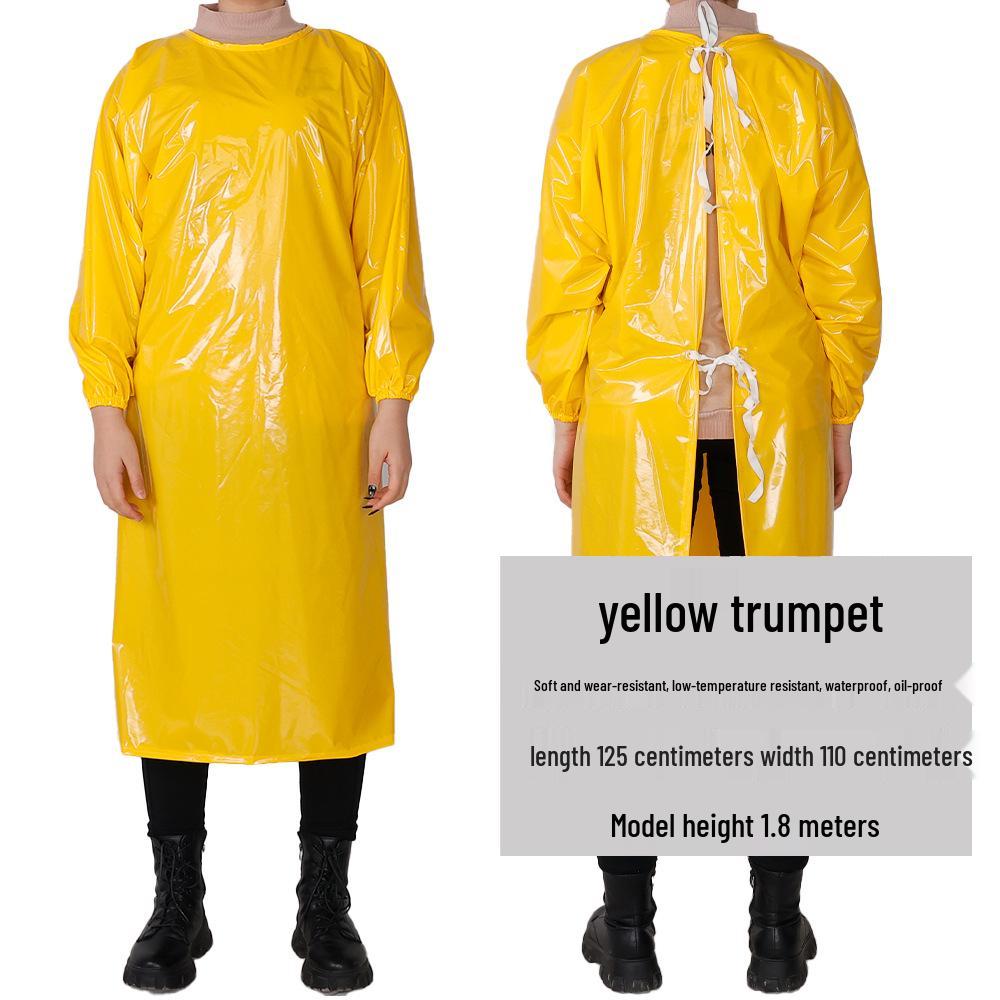 Livsmedelsgodkänd TPU Vattentät och Oljebeständig Syrabeständig Arbetsförkläde med Lång Ärm för Slakteri