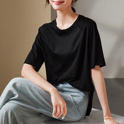 Round Hem Short-Sleeved T-Shirt for Women