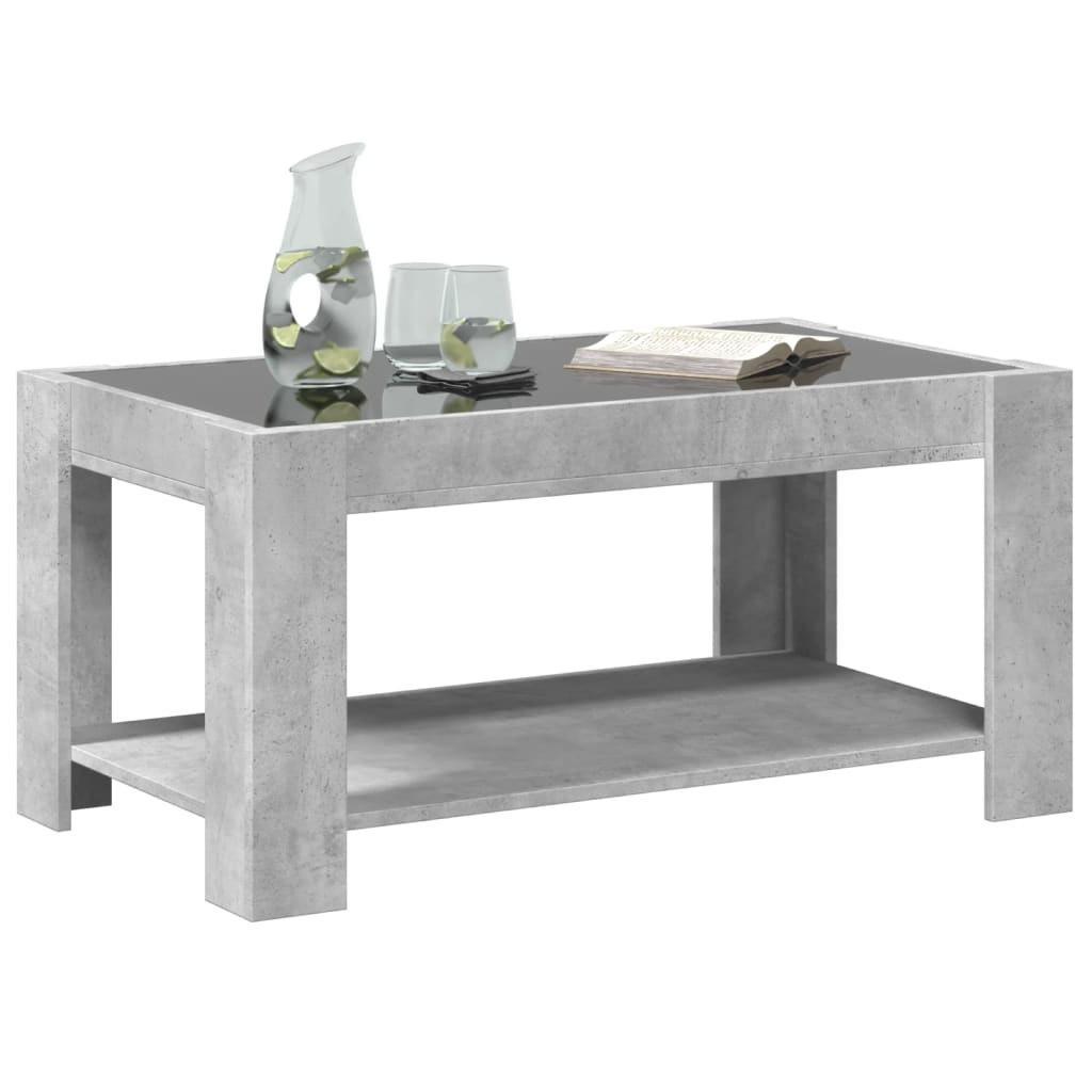 LED Coffee Table Concrete Grey 93 x 53 x 45 cm Particleboard
