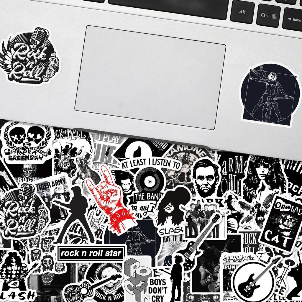 10/50Pcs Metal Rock Sticker Retro Rock Band Stickers Rock and Roll Graffiti Stickerfor DIY Luggage Laptop Skateboard Motorcycle Bicycle Sticker