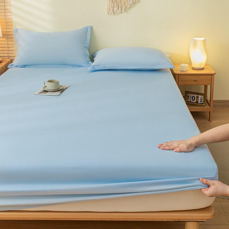 Solid Color Dustproof Fitted Sheet Set & Mattress Protector