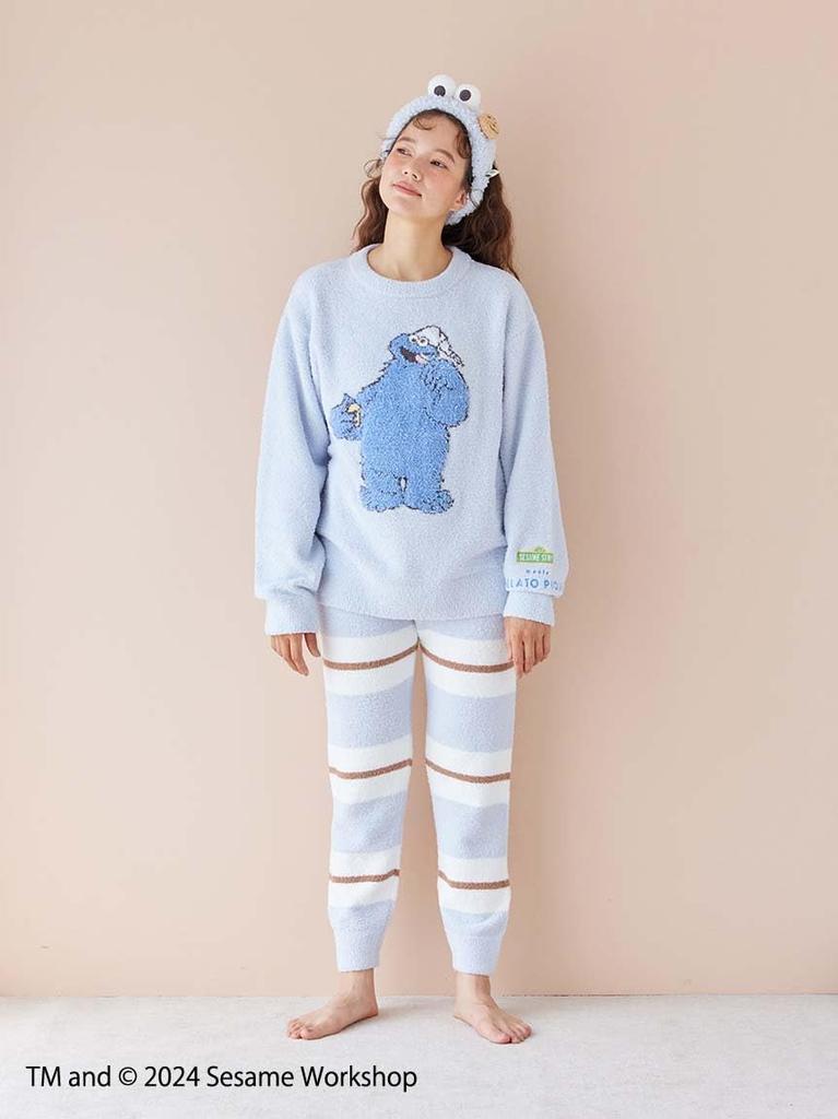 Gelato Pique Sesame Street Motif JQD Pullover Long Pants Set Blue & (PWNT245058) Women's