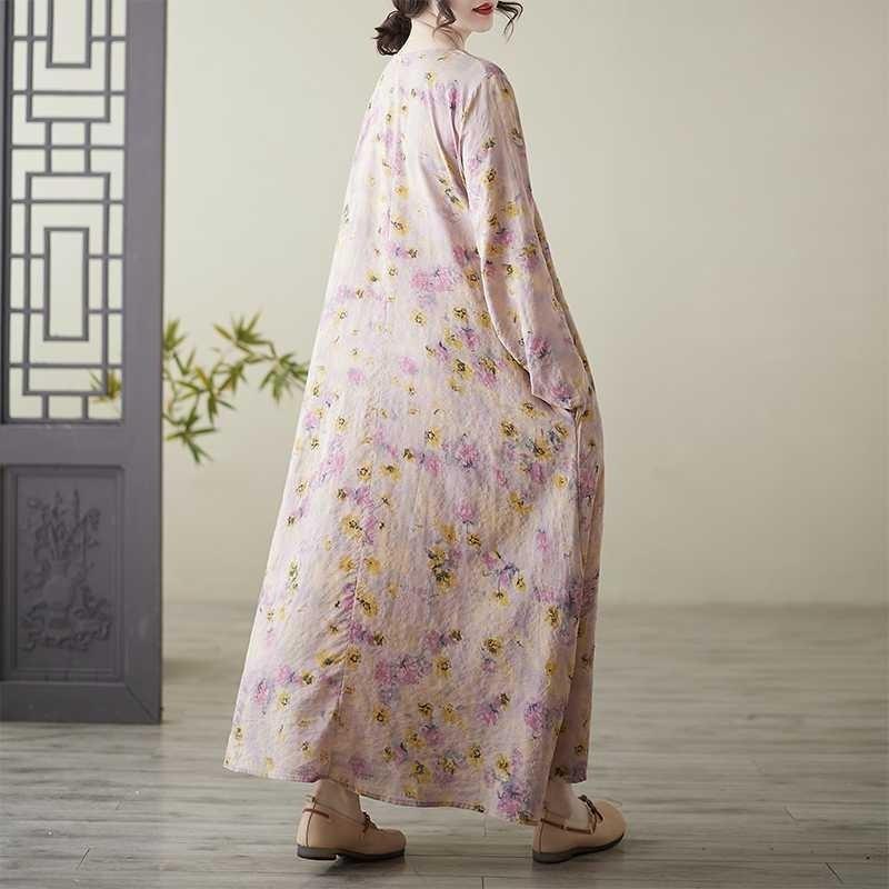 Round-neck Large-sized Long-sleeved Dress