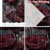 2D flat printing 2pcs Curtain Curtains Valentine's Red Roses Butterflies Digital Printed Polyester Drapes Festive Wall Decor