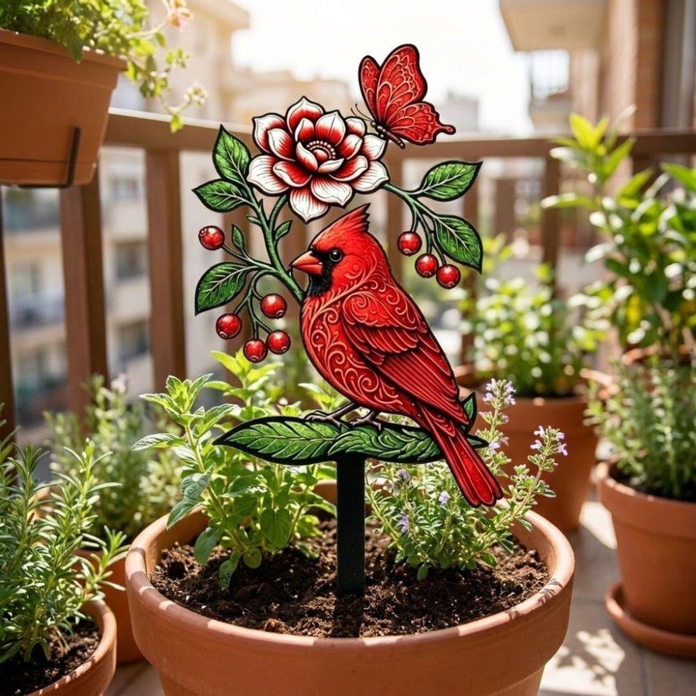 Decorative Bird Pattern Ground Insertion Acrylic Yard Lawn Ornament  Outdoor Lawn Use