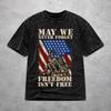 May We Never Forget Freedom Isnt Free Washed T Shirt Vintage Harajuku For Men Women Oversize Tee Tshirts Cotton