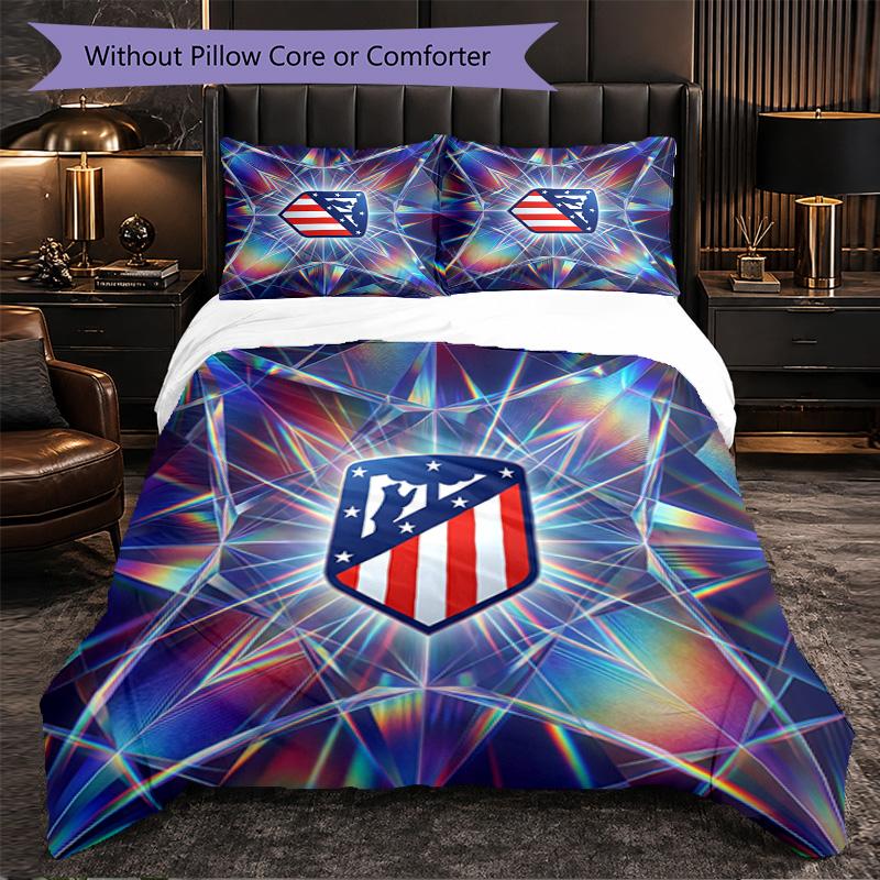 Set Lenzuola Atletico Madrid Modello 3 Pezzi Morbida Copripiumino in Microfibra con Federe per Camera da Letto