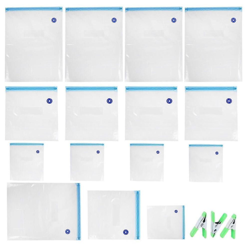 1 Set Reusable Food Vacuum Sealed Bags with Clips Food Storage Bag Vacuum Bags