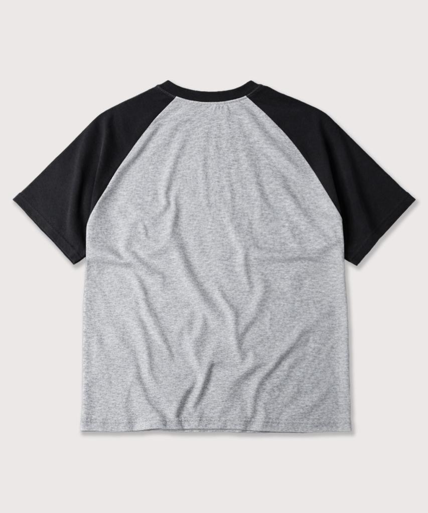 POLYGRAM Oversized Raglan Short Sleeve T-Shirt - Black/Gray