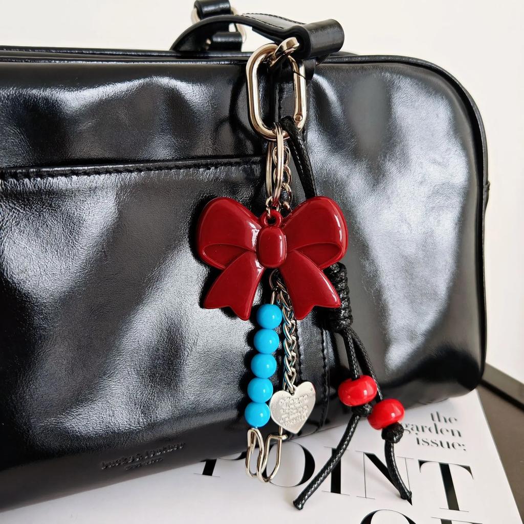 Retro Key chain bowknot afternoon tea Pendant tassels braided rope decoration Backpack accessories