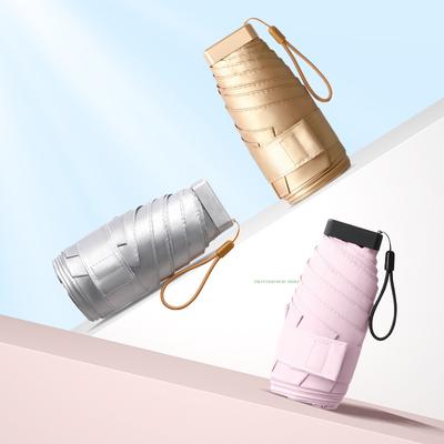 Mini Windproof UV Protection Umbrella, 6 Ribs, 5 Folding, Portable, Travel, Rain Women, Women, Pocket, Kids, UPF Gift, 14cm