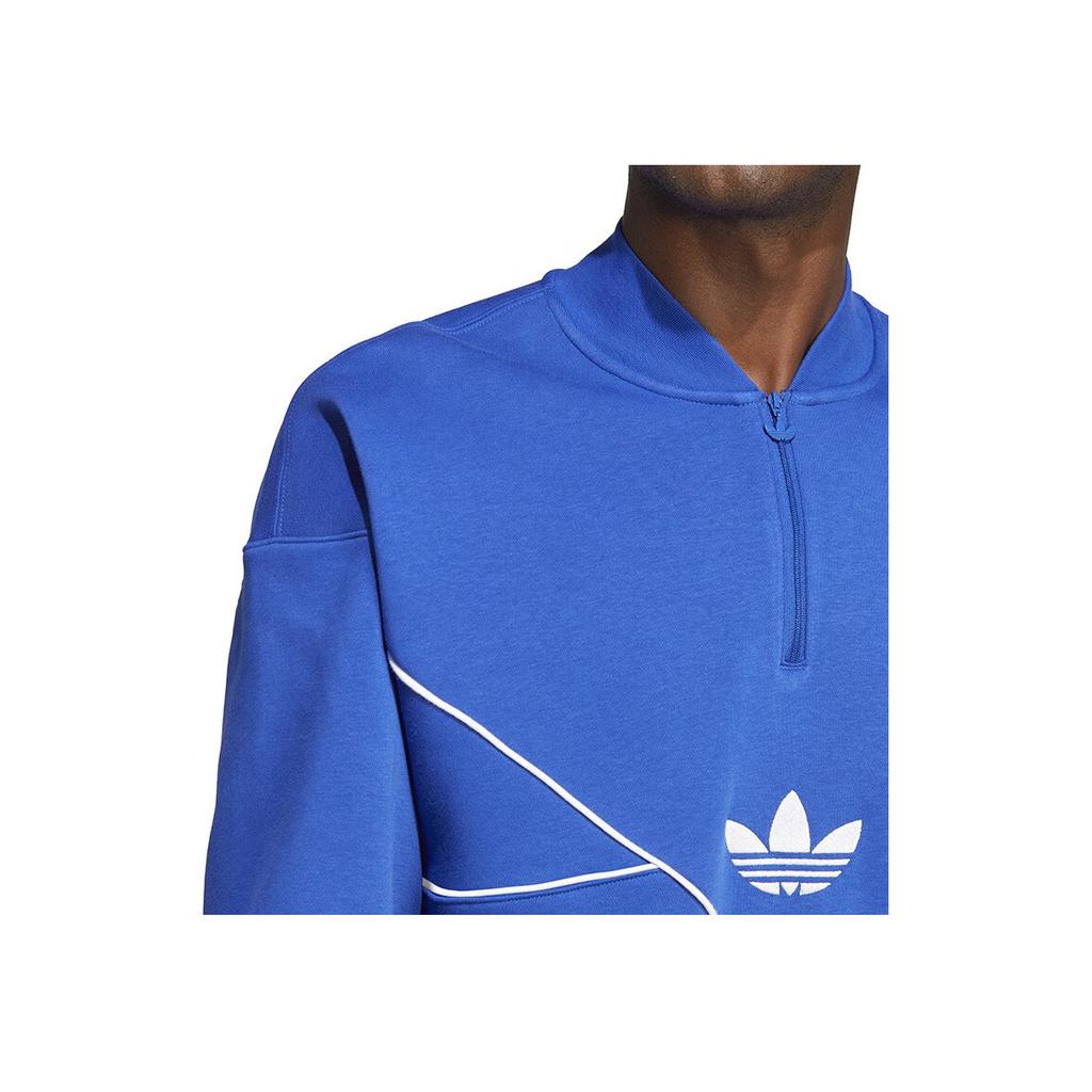 Adidas Originals Ss23 Logo Embroidered Half-Zip Pullover Long Sleeve Sweatshirt Men Sweatshirt Blue HR8941