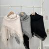 15 wool shawl women's autumn and winter high sense fashion versatile warm neck protection scarf solid color fringed knitted scarf