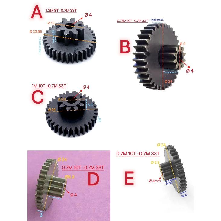 Metal Gear 10T-33T 4mm HOLE Variable Reduction 0.75M+0.7M Double Gear 8/10/33 Teeth Steel Gear