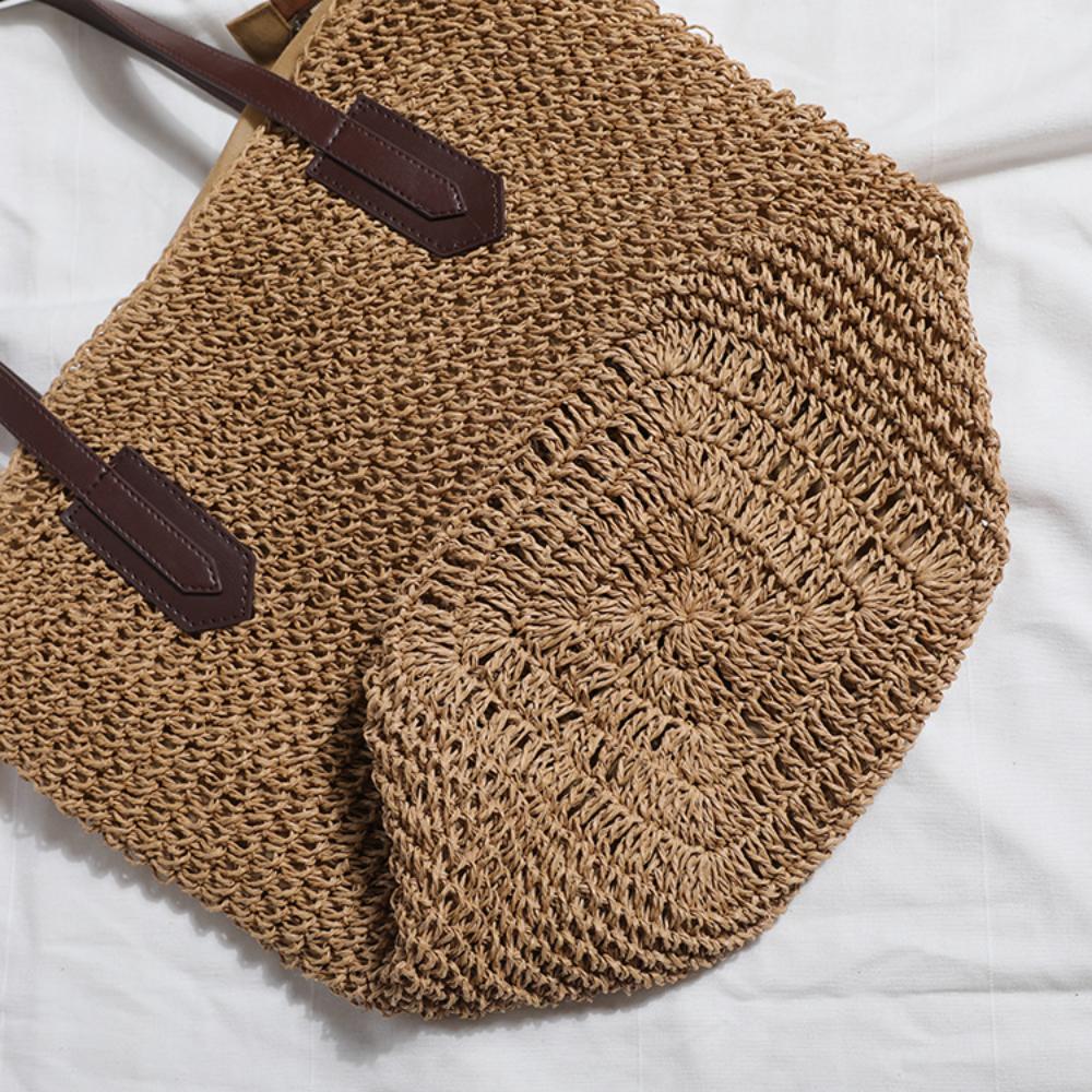 Women'S Handbag Fashionable Simple Retro Straw Bag Summer Beach Bag Leisure Storage Shopping Bag