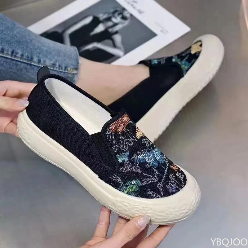 New canvas Women's Shoes Summer Chinese style casual lazy shoes versatile fishing shoe Ladies breathable light flats