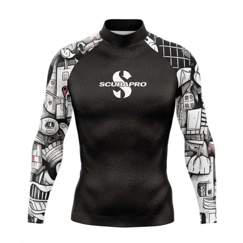 SCUBAPRO Maglia a Maniche Lunghe Rash Guard Uomo Protezione UV Maglietta da Nuoto Surf Diving Snorkeling Sport Acquatici
