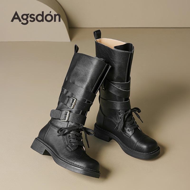Augustine Boots Women's 2025 Autumn New Maillard High Boots Casual Retro Western Knight Boots