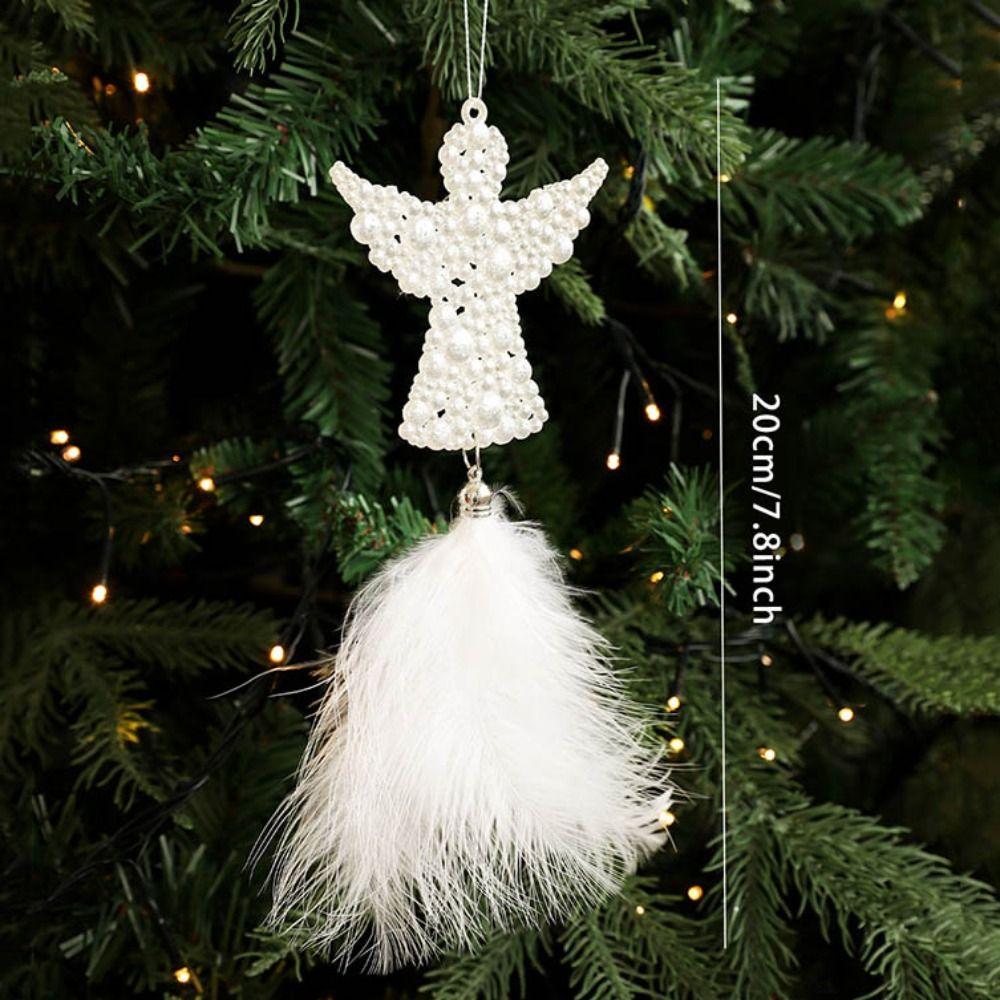 Delicate Plastic Christmas Tree Feather Pendant Snowflake Angel Christmas Hanging Decoration Elk Feather Hanging Ornament Xmas
