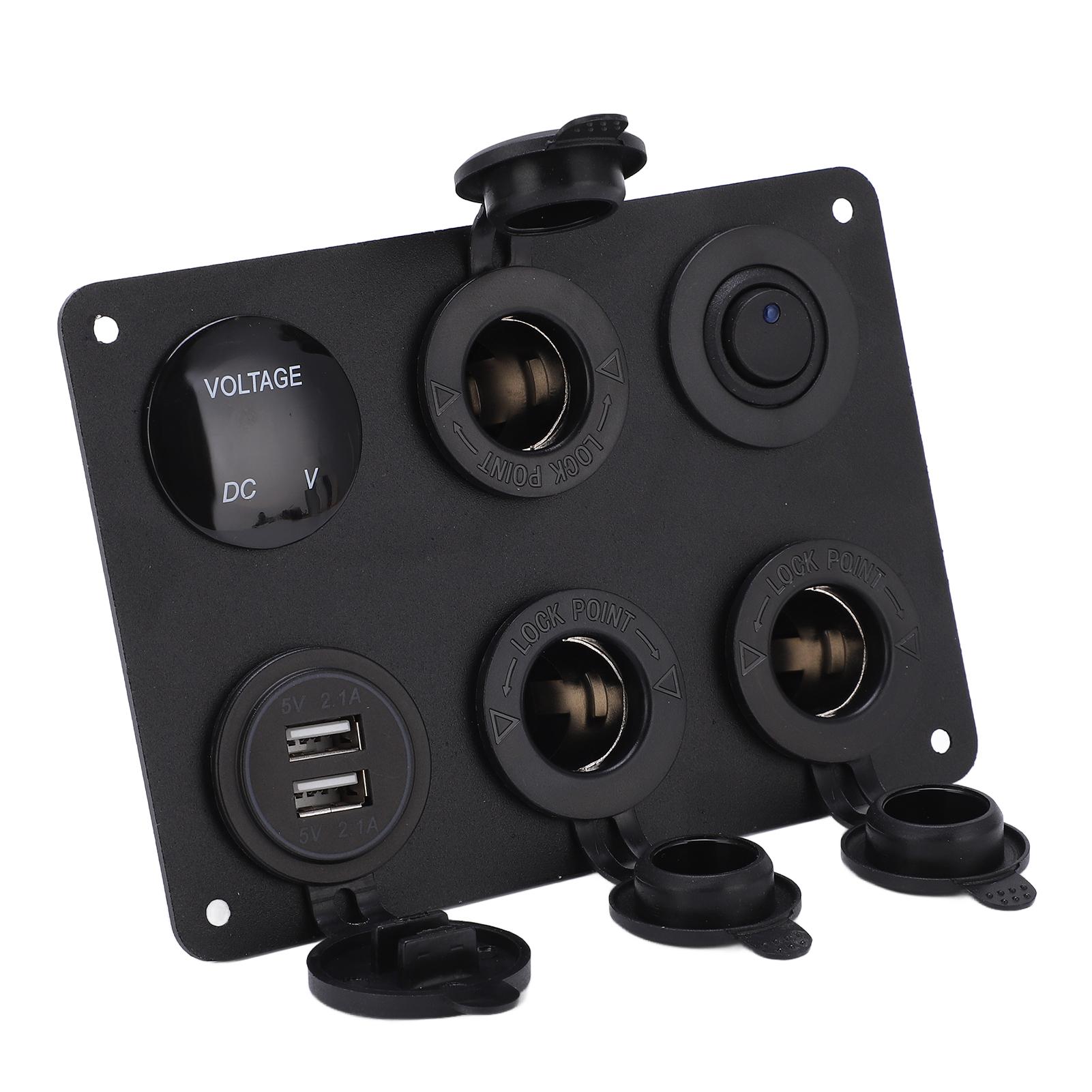 

Switch Panel 6 Gang Waterproof LED Digital Display Voltmeter USB On Off Kit for Car RV Yacht