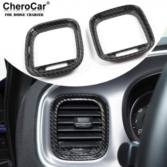Dashboard Side Air Vent Decoration Cover Trim for Dodge Charger 11+ Carbon Fiber