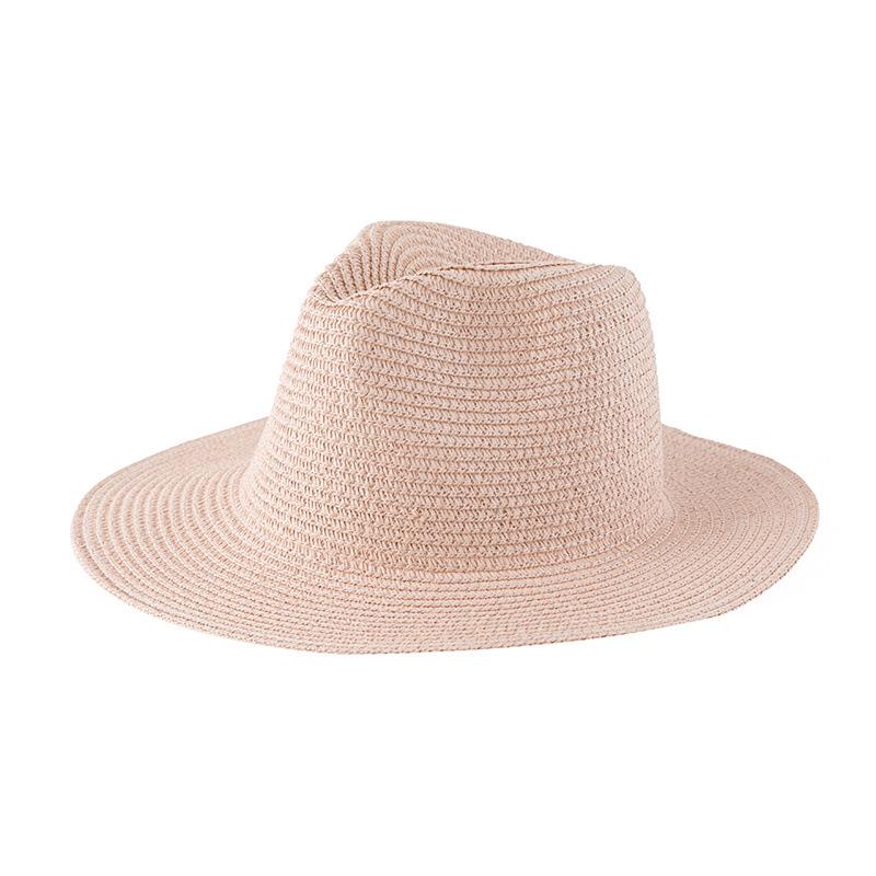 Women's Jazz Straw Hat with Wide Brim - European & American Style Panama Sunshade Fedora