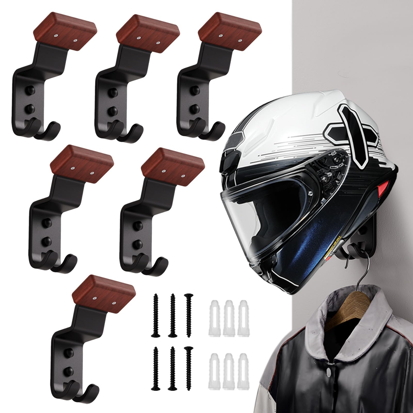 

DRAVELEXO Helmet Wall Mounted Helmet Bike Helmet Wall Mount Bike Helmet Holder for and More of Holder, Hanger, Mount, Baseball, Football, Ski, (Set 6)