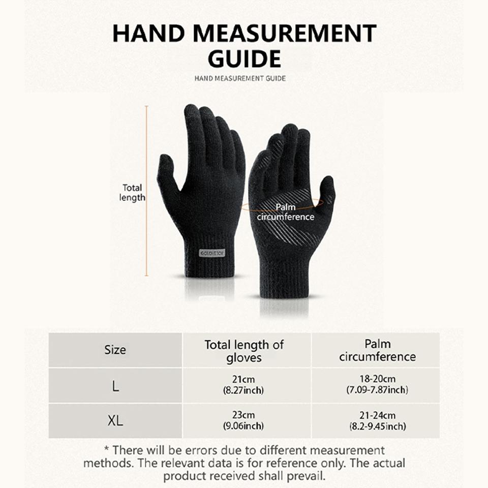 Loogdeel Men Winter Fleece Gloves Non-Slip Touch Screen Acrylic Soft Thick Knitted Warm Cycling Office Gloves