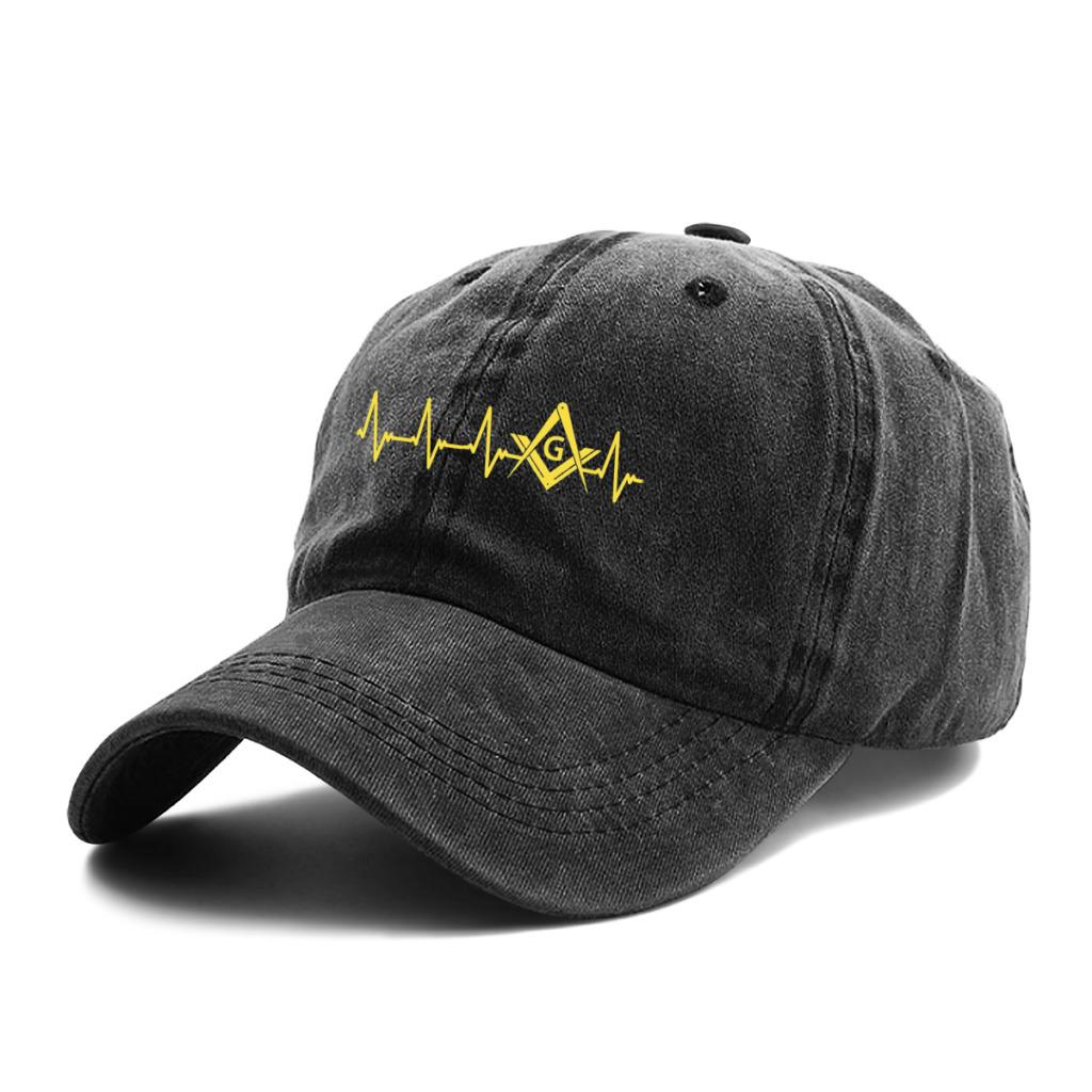 Summer Cap Sun Visor EKG Heartbeat Masonic Hip Hop Caps Freemason Gold Square Compass Cowboy Hat Peaked Hats