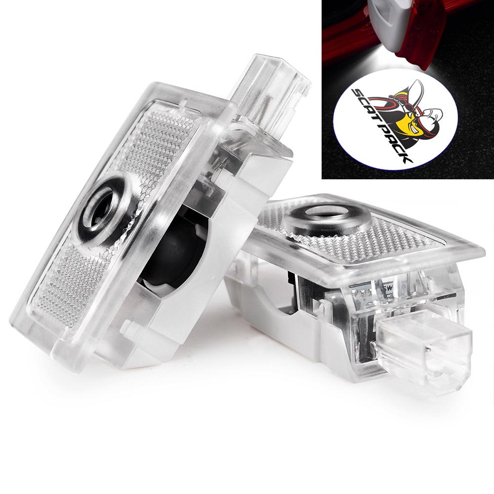 Carpet Welcome Projectors For Dodge Door Light 3D Ghost Shadow Light For Dodge Magnum 2005-2008 Charger 2006- Avenger 2008-2014 White SRT Logo