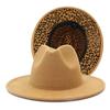 Popular European and American fashion simple leopard print color matching jazz hat men's and women's elegant versatile wide-brimmed top hat