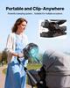 Portable Clip Fan, Rechargeable Clip On Fan with Light, USB Port with 3 Speeds & Circulation Mode, Strong Airflow Sturdy Clamp, Long Runtime for Desk,