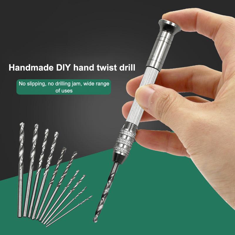 Mini Hand Drill Woodworking Tools Drilling Rotary Tool Manual Twist Drill Bit Watchmaker Pin Vice Watch Repair Tools