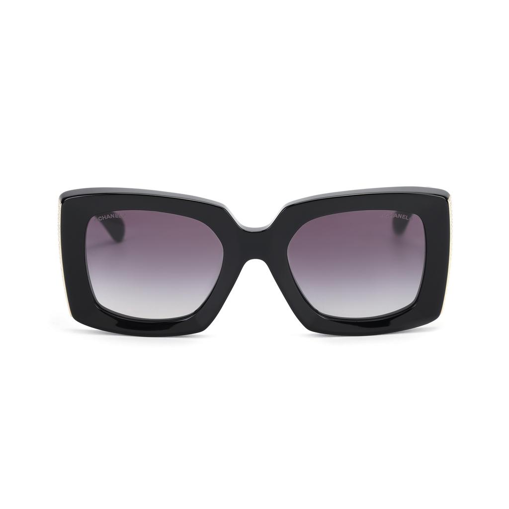 Chanel Quadratische Sonnenbrille Mit Logo-Muster Unisex-Sonnenbrille Schwarz Gold CH5435-C622/S6