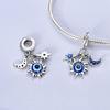 Blue Earth Series Copper Sparkling Star Heart Beads Charms Pendent Fits Original Bracelet Gift For Women