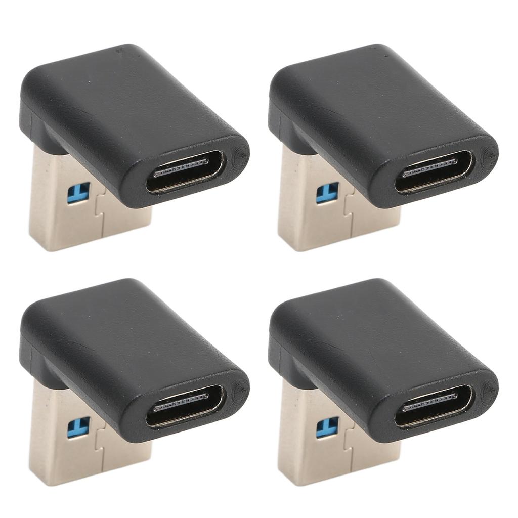 4pcs USB Type C Right Angle Adapter 10Gbps Transmission Portable USB Male To Type C Female Adapter for Laptops Desktops