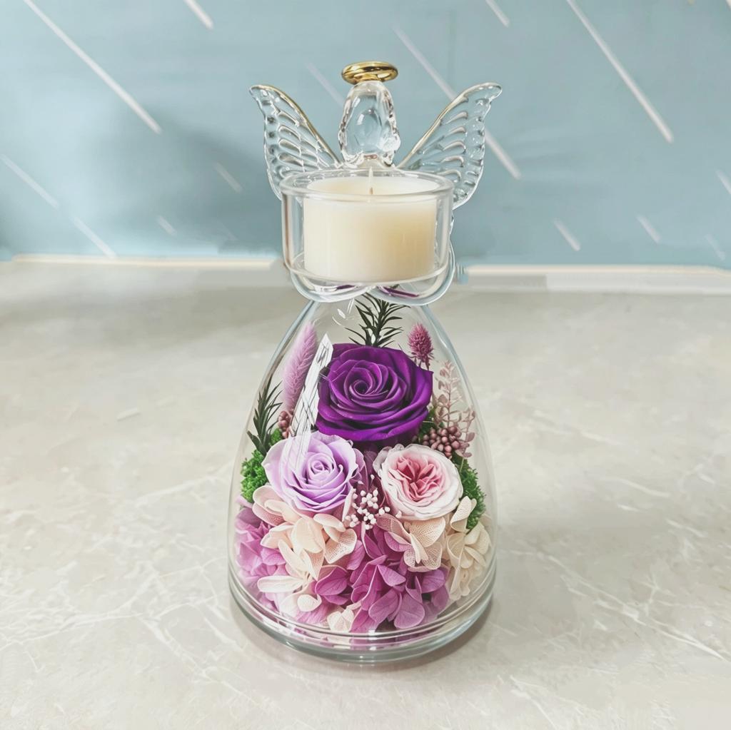 Angel Immortal Flower Rose Finished Scented Candle Christmas Valentine's Day Gift Ornament